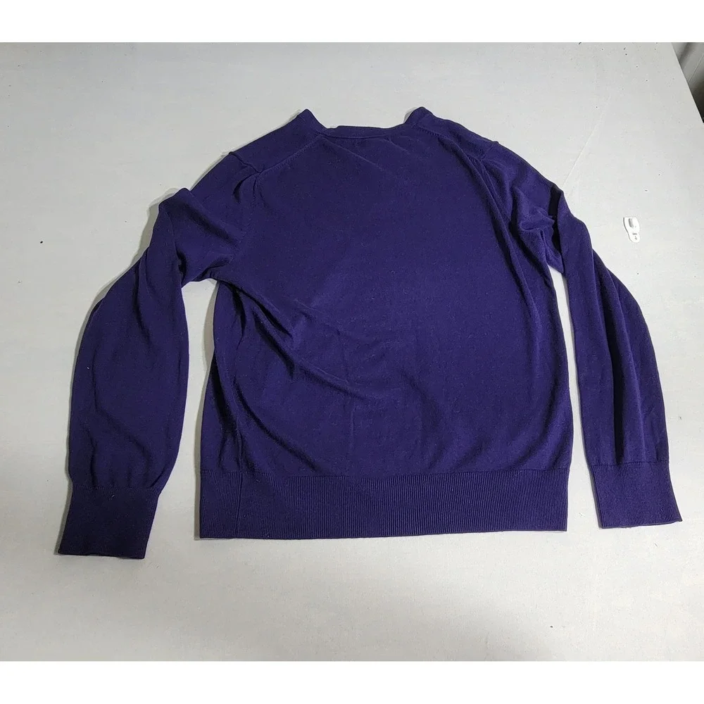 Banana Republic Mens Purple Silk Cotton Cashmere V-Neck Sweater M Luxury Blend